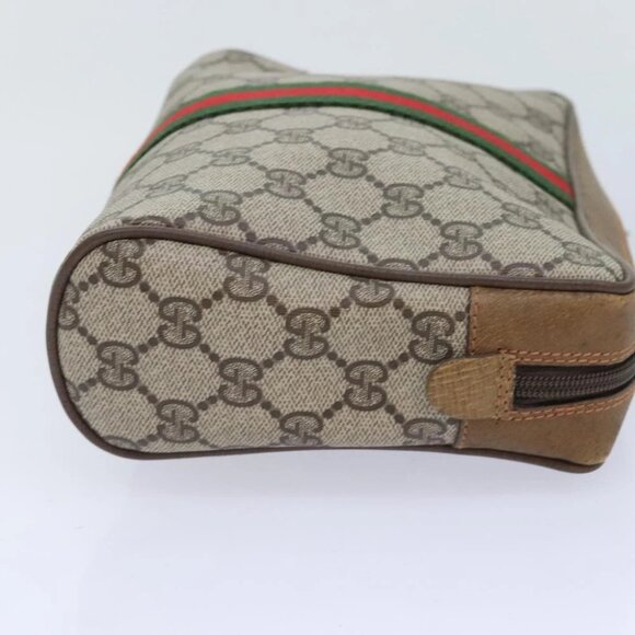 GUCCI GG Supreme Web Sherry Line Clutch Bag PVC Beige Red 89 01 012 Auth bs18432 - Picture 13 of 16